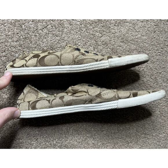Coach Womens Size 8.5B Katie Canvas Slip On Sneaker Brown Signature Shoes - Picture 3 of 5